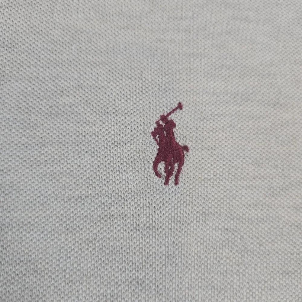 Polo Ralph Lauren Mens XL Beige Polo Shirt Burgundy Pony Logo Cotton Pique